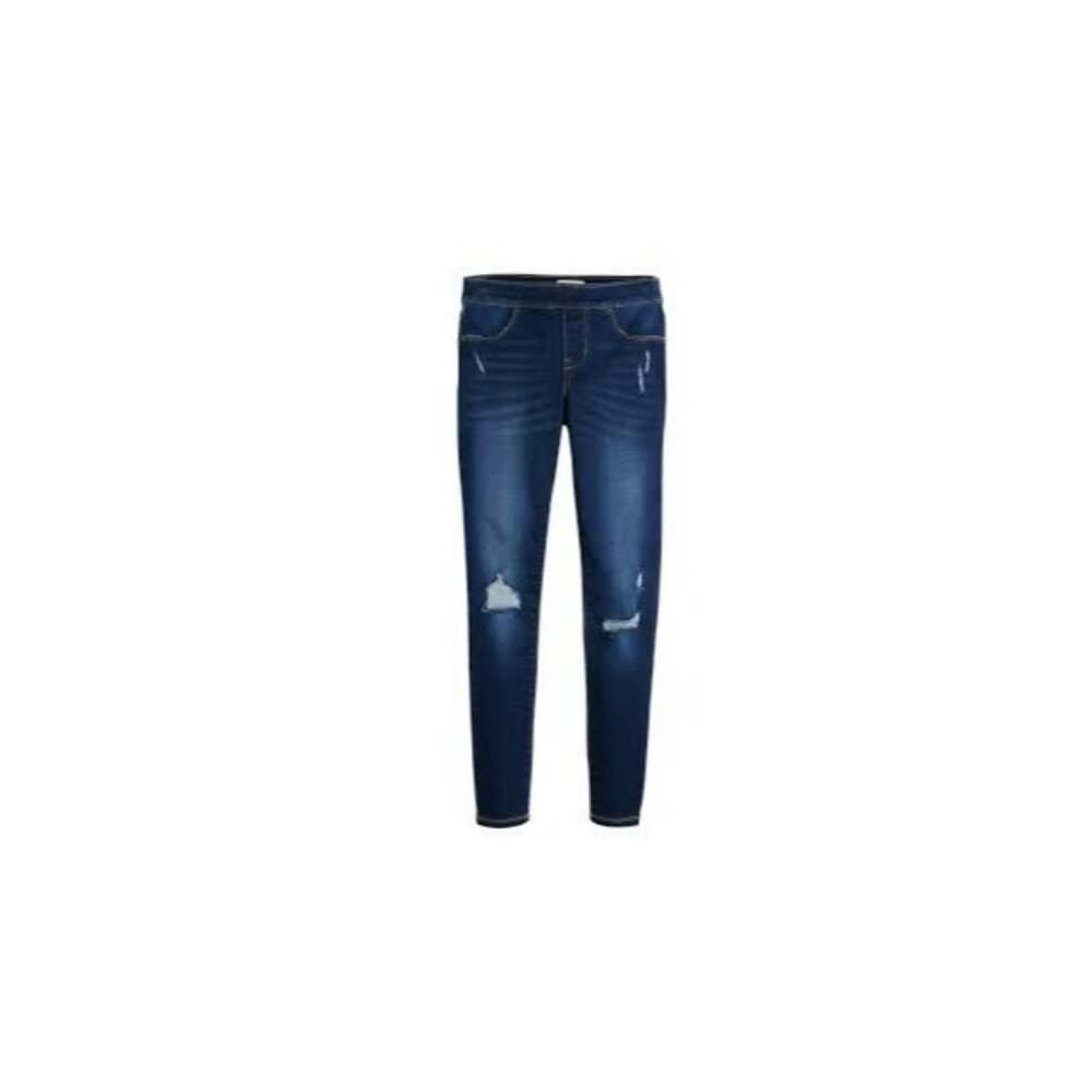 Girls SO Dark Blue Distressed Ultimate Stretch Jeggings Adj. Waist Size 8